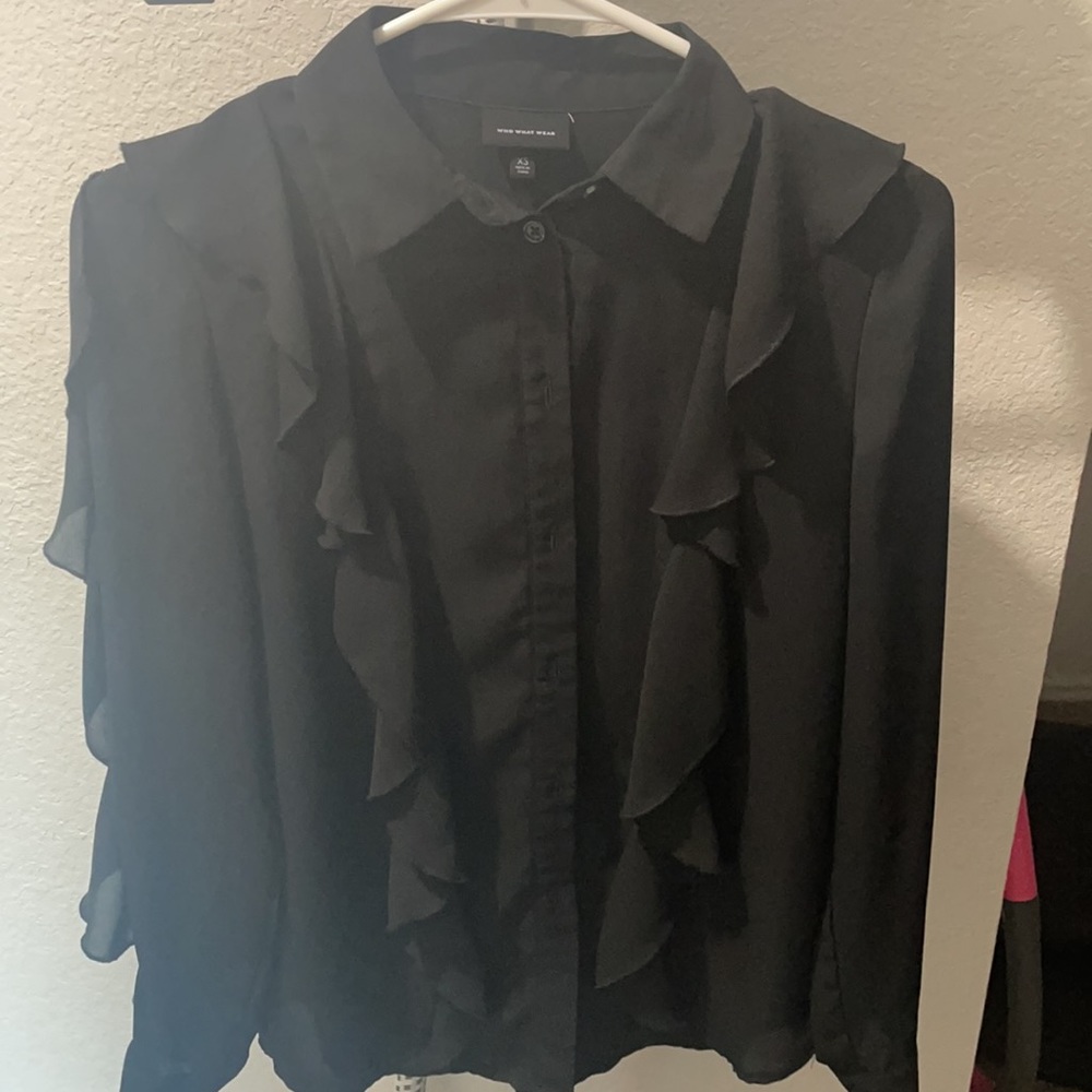 Ruffle Sheer Blouse- Size XS